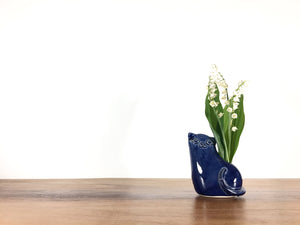kitty cat vase / royal blue